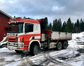 бортовой грузовик Scania P124 *AWD *4x4 *3 axles *DUMPER+crane PALFINGER 24500+WINCH *3 W