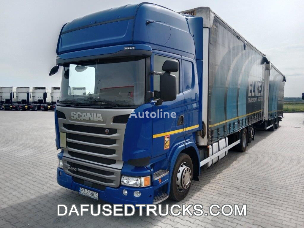 вантажівка шторна Scania R Serie + причіп штора