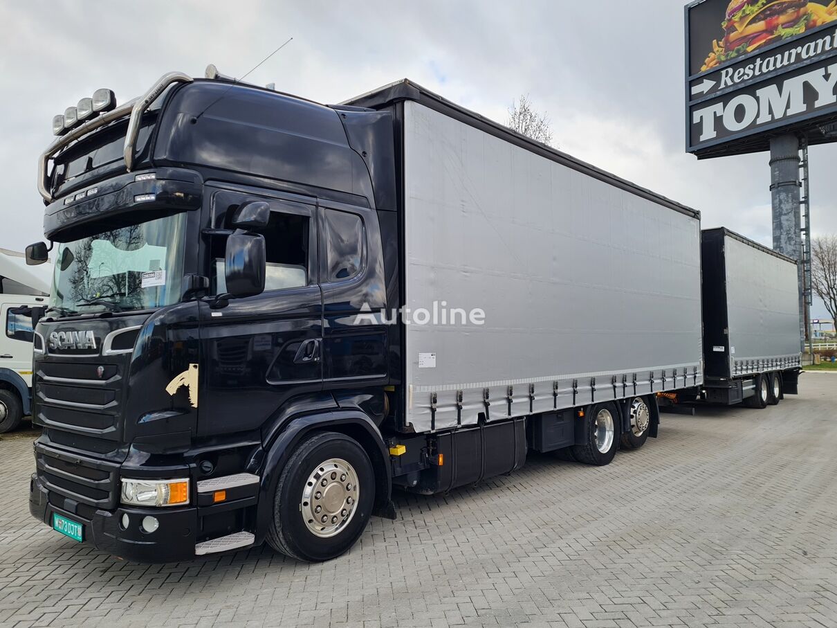 вантажівка шторна Scania R450 / TANDEM  114 m3 + причіп штора