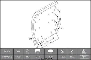 тормозная колодка Scania Накладки гальмівні 19931 D413ММ,235*178*20.1ММ (1РЕМ) FERODO K19931.1-F3745 для грузовика Scania 93,113,143(8/88-)